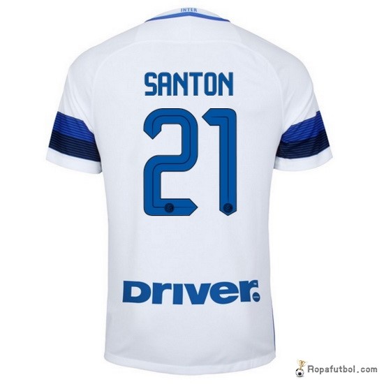 Camiseta Inter de Milán Replica Segunda Ropa Santon 2016/17 Blanco